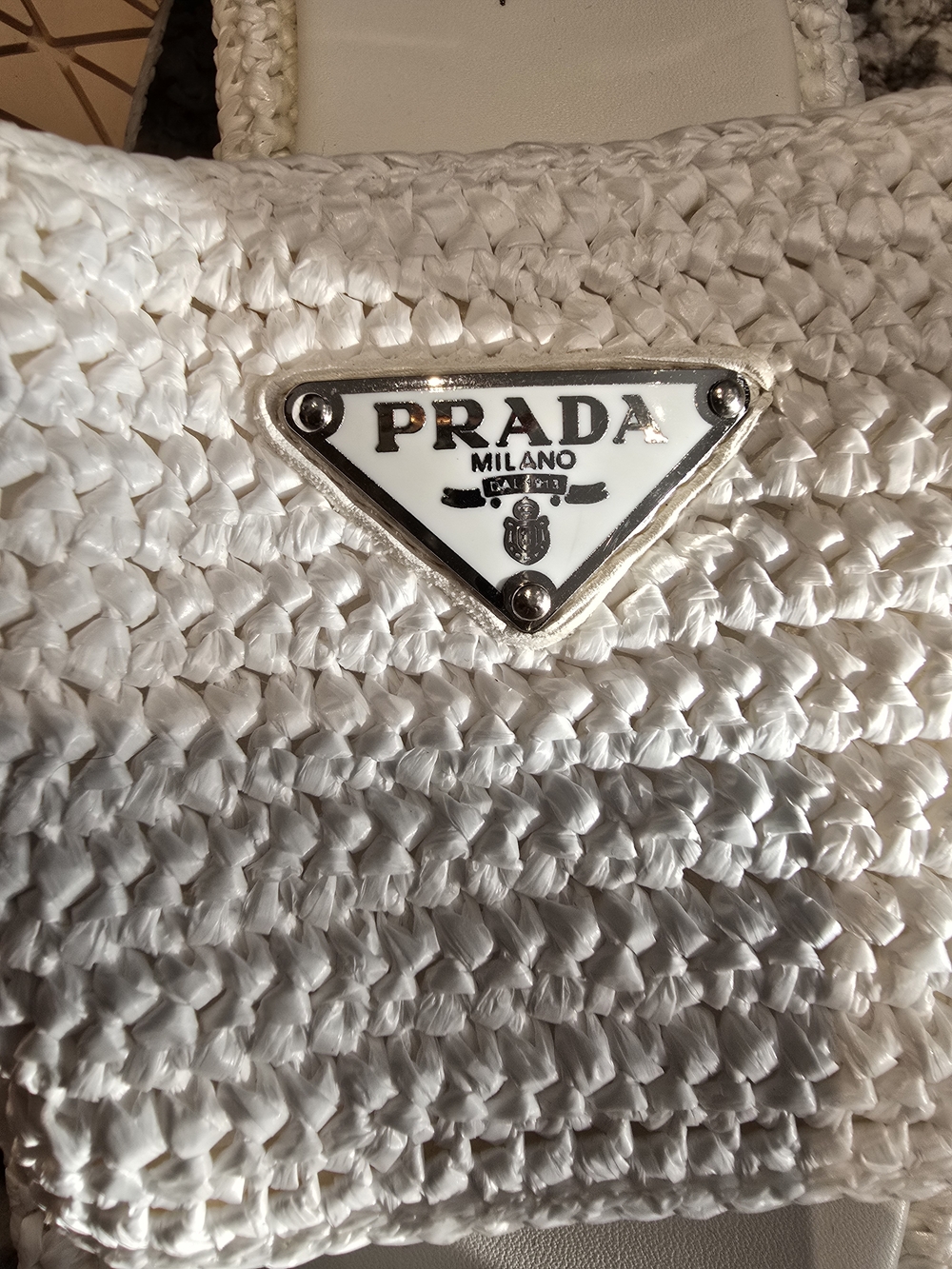 Prada White Raffia Slide Sandals - Picture 5 of 6